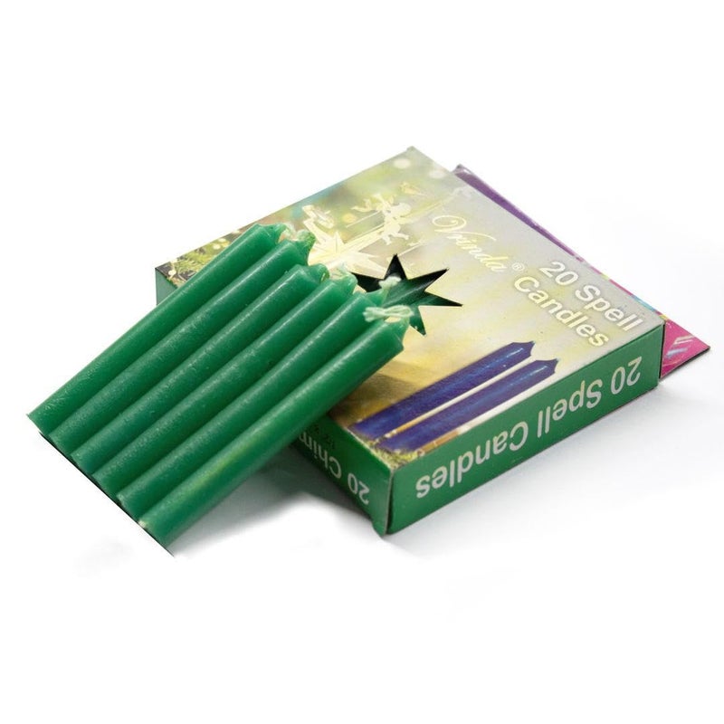 Vrinda Set of 20-4"" Mini Chime Ritual Spell Unscented Taper Candles - Ideal for Chime/Altar/Spell Work (Green) - Image 1